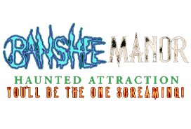 Banshee Manor Haunted House in Arkansas logo