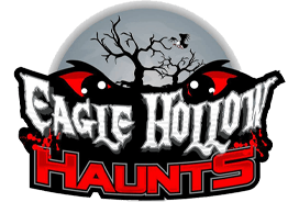 Eagle Hollow Haunts haunted house in Nebraska logo