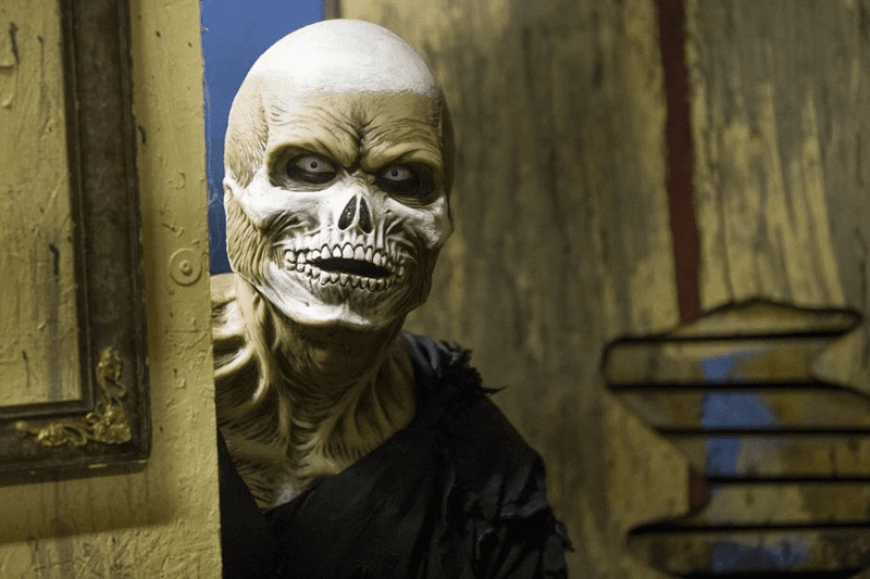 Niles Scream Park haunted house in Michigan skull monster staring